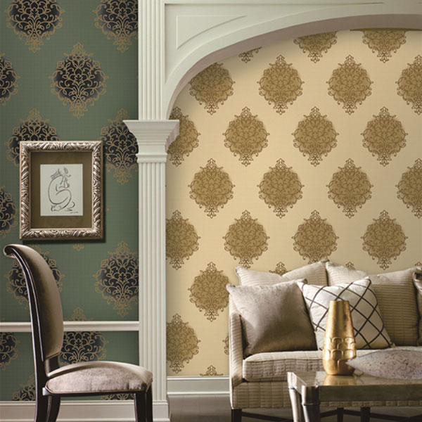 vinyl wallpaper with damask design