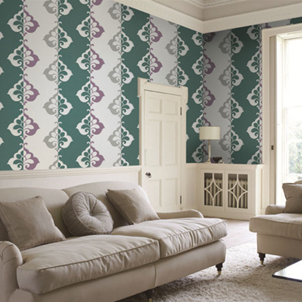 vinyl wallpaper with damask design