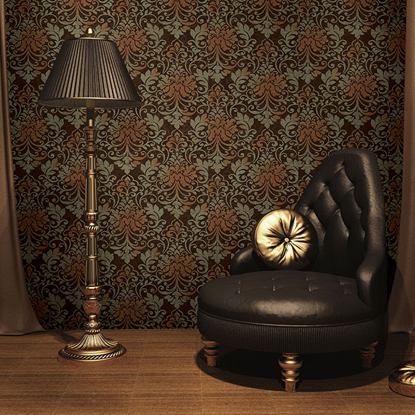 vinyl wallpaper with damask design